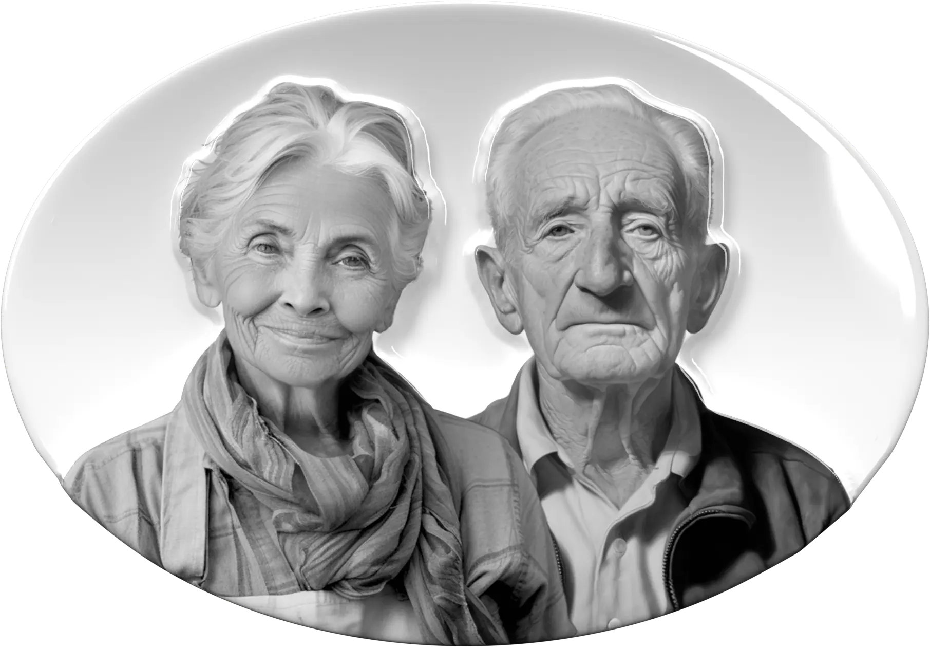 Zdjęcie pary na porcelanie 3D owalnej